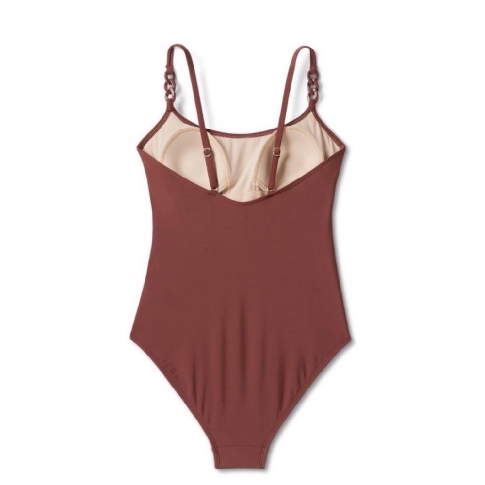NEW Chain Link Medium Coverage One Piece Swimsuit Kona Sol Brown Bikini Women’s‌ - Picture 2 of 12
